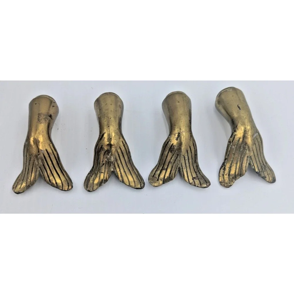 4 Brass Fish Tail Foot End Slip on Part Solid Decor Repurpose Furniture Pieces